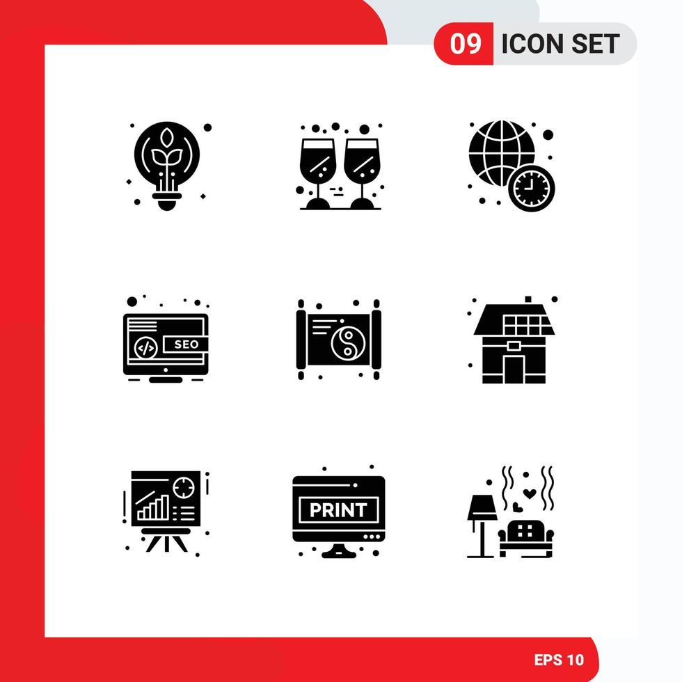 9 Creative Icons Modern Signs and Symbols of new marketing clock online desktop Editable Vector Design Elements