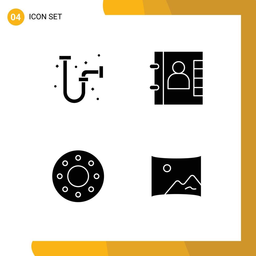 Editable Vector Line Pack of Simple Solid Glyphs of construction food pipe phone entertaiment Editable Vector Design Elements
