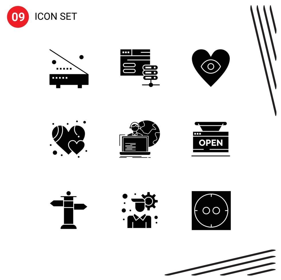 User Interface Pack of 9 Basic Solid Glyphs of allocation outsource web like favorite Editable Vector Design Elements