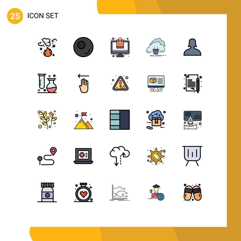 conjunto de 25 iconos modernos de la interfaz de usuario signos de símbolos para la conexión de red en línea de alimentación de soporte elementos de diseño de vectores editables