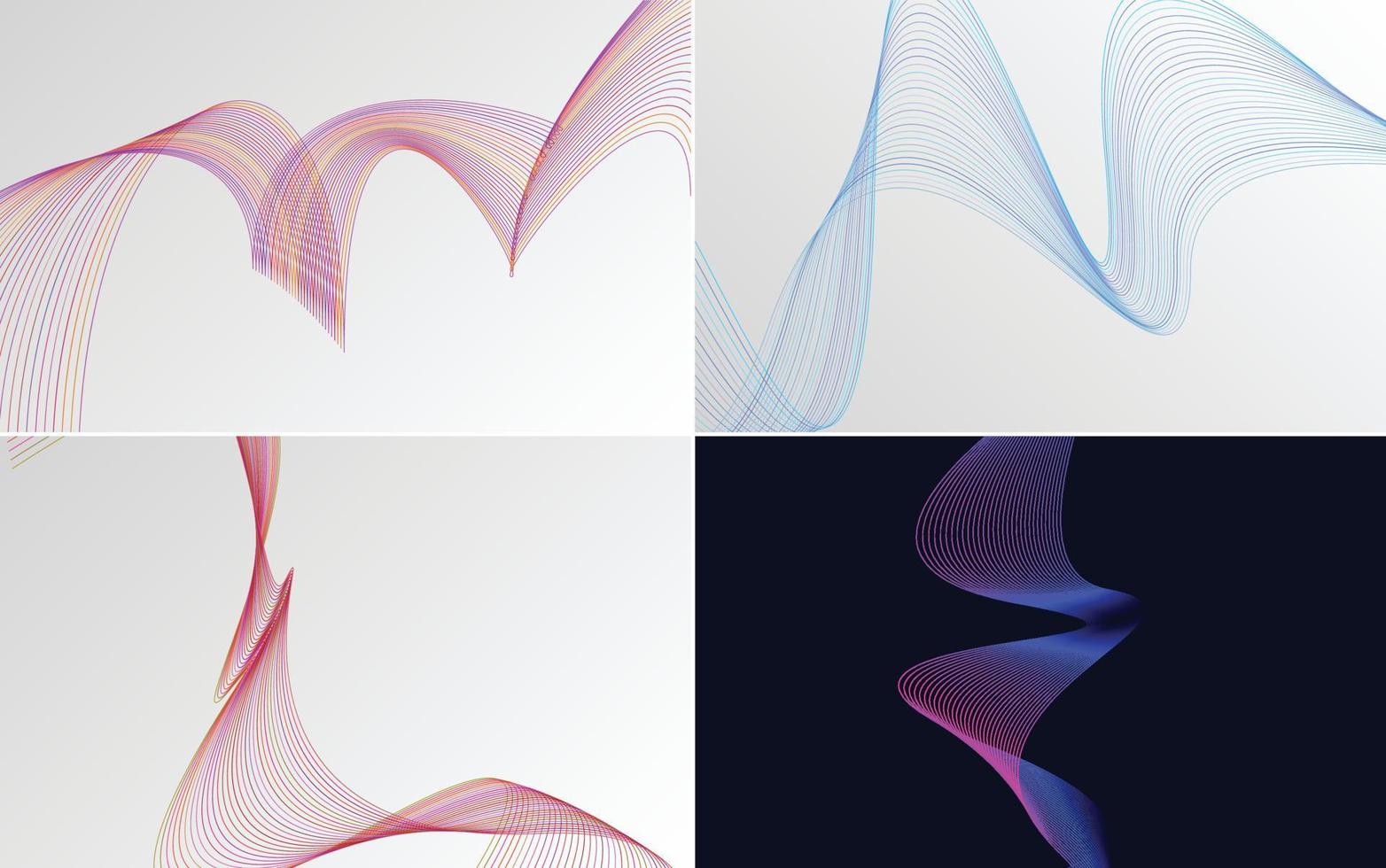 Wave curve abstract vector backgrounds for high-quality presentations. flyers. and brochures