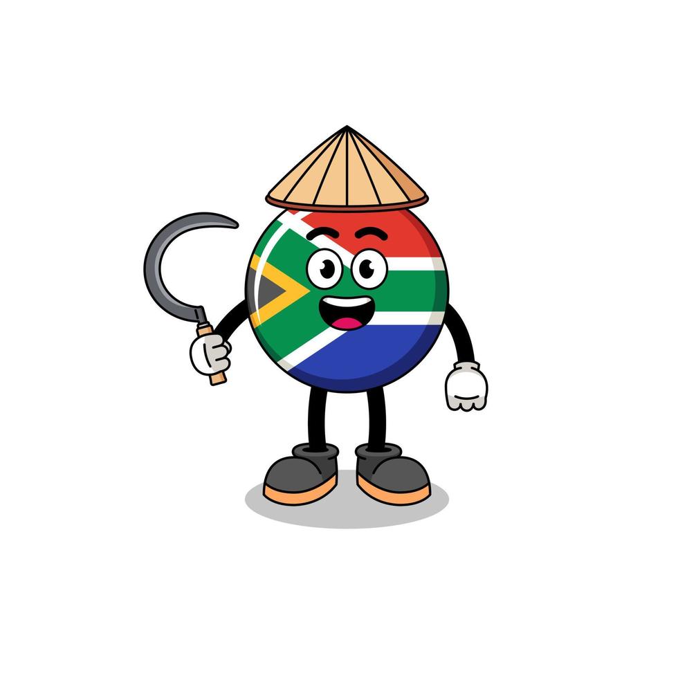 ilustración de la bandera de sudáfrica como agricultor asiático vector