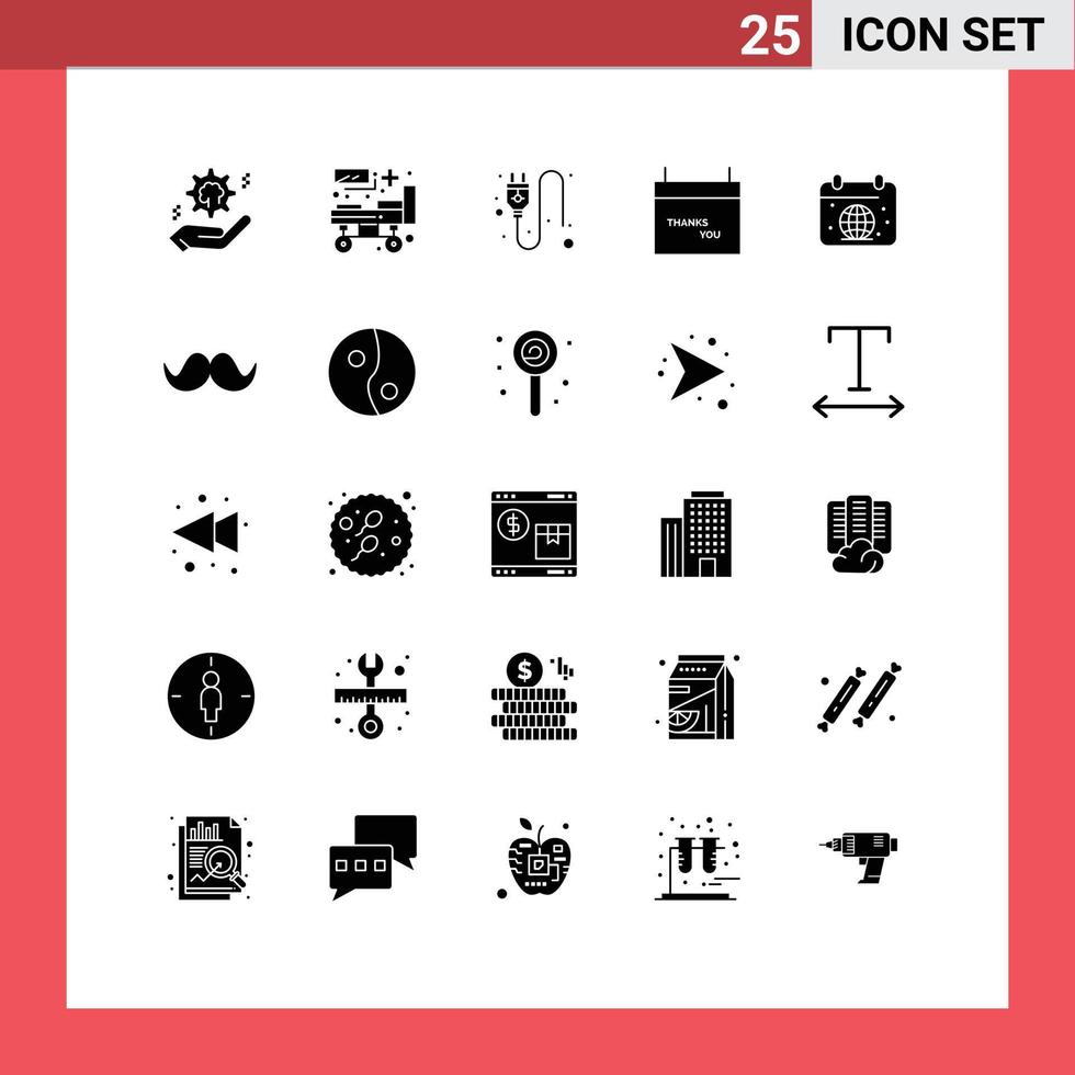 Pack of 25 Modern Solid Glyphs Signs and Symbols for Web Print Media such as day thanksgiving patient bed season calendar Editable Vector Design Elements