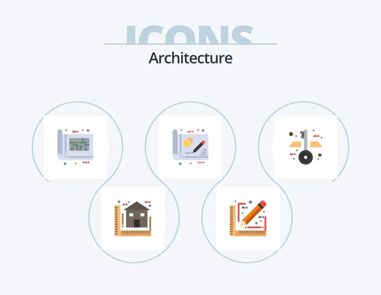 Architecture Flat Icon Pack 5 Icon Design. drawing. business. sketch. blue print. plan vector