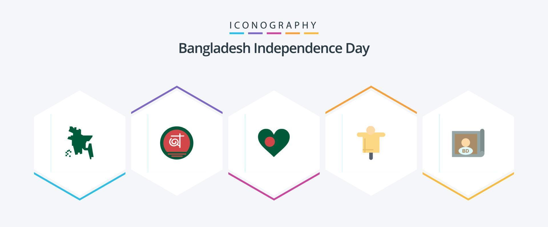 Bangladesh Independence Day 25 Flat icon pack including country. scarecrow. bangla. farming. agriculture vector