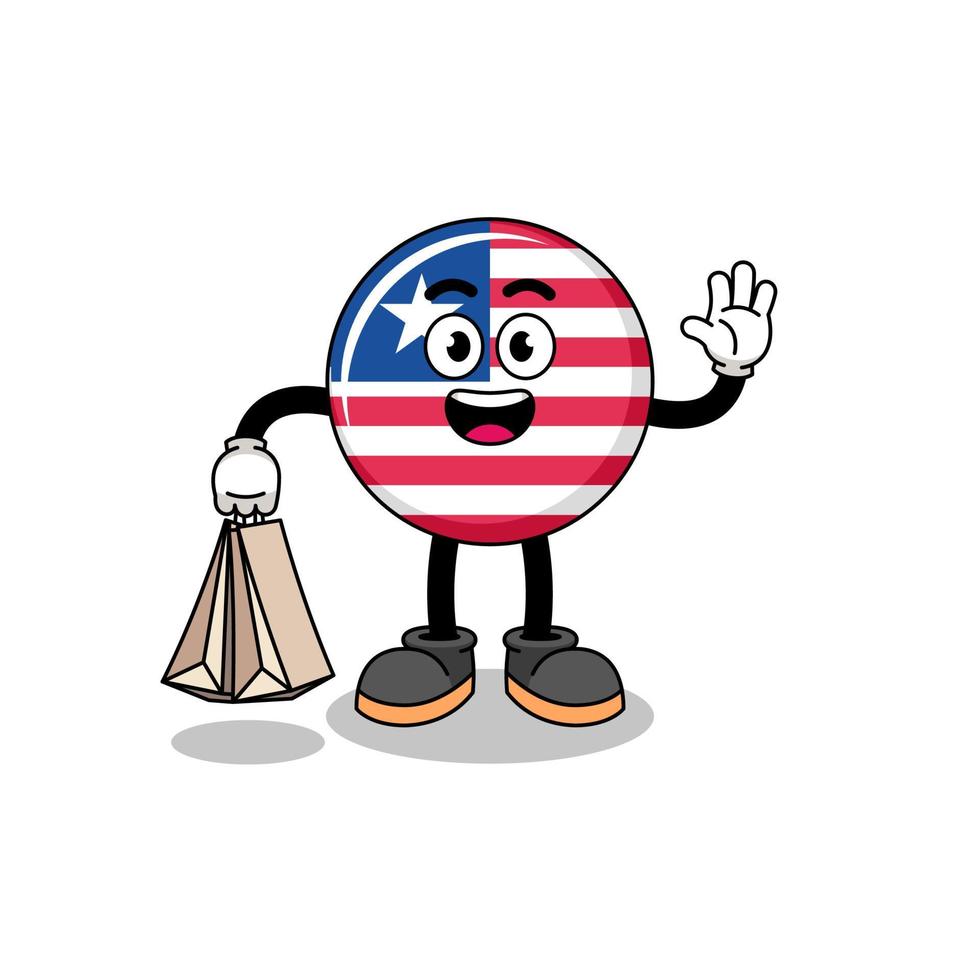 dibujos animados de compras de la bandera de liberia vector