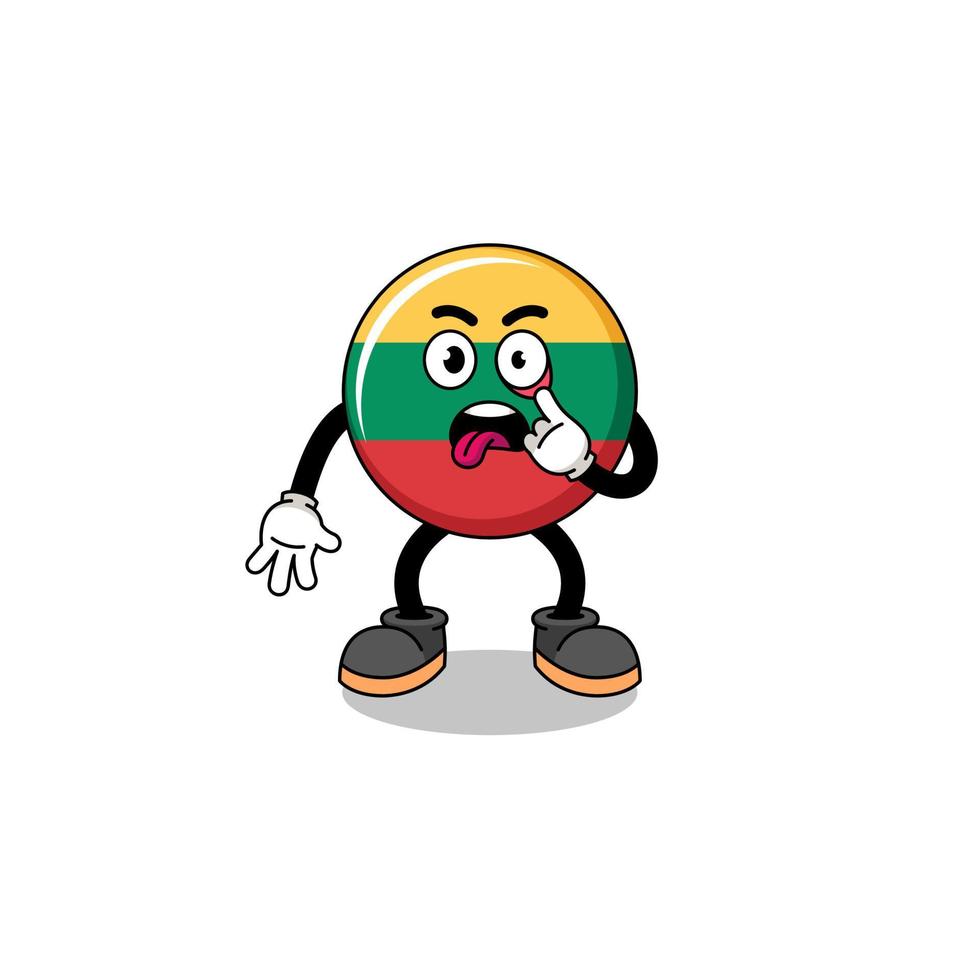 Character Illustration of lithuania flag with tongue sticking out vector