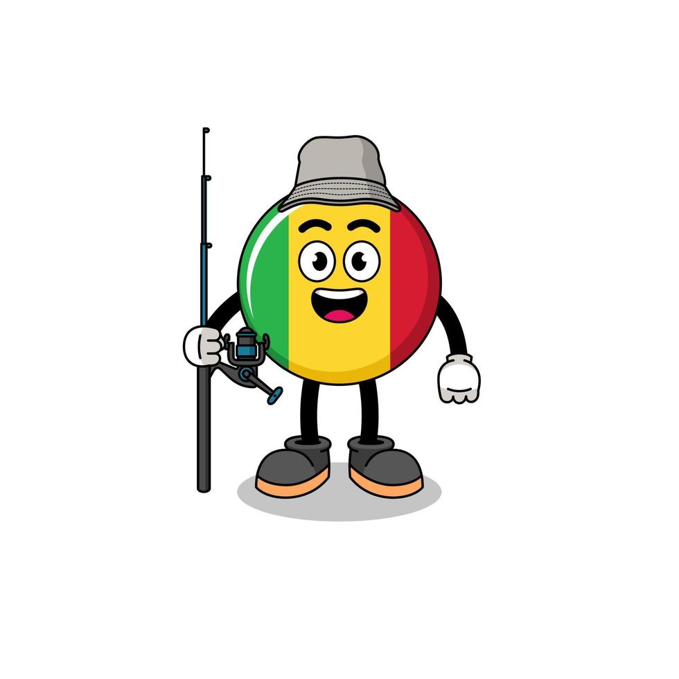 Mascot Illustration of mali flag fisherman vector