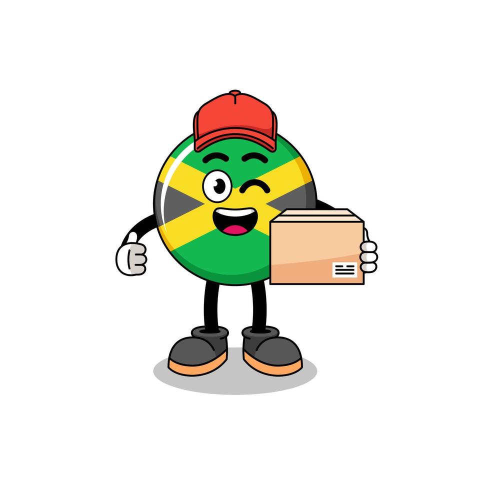 caricatura de la mascota de la bandera de jamaica como mensajero vector