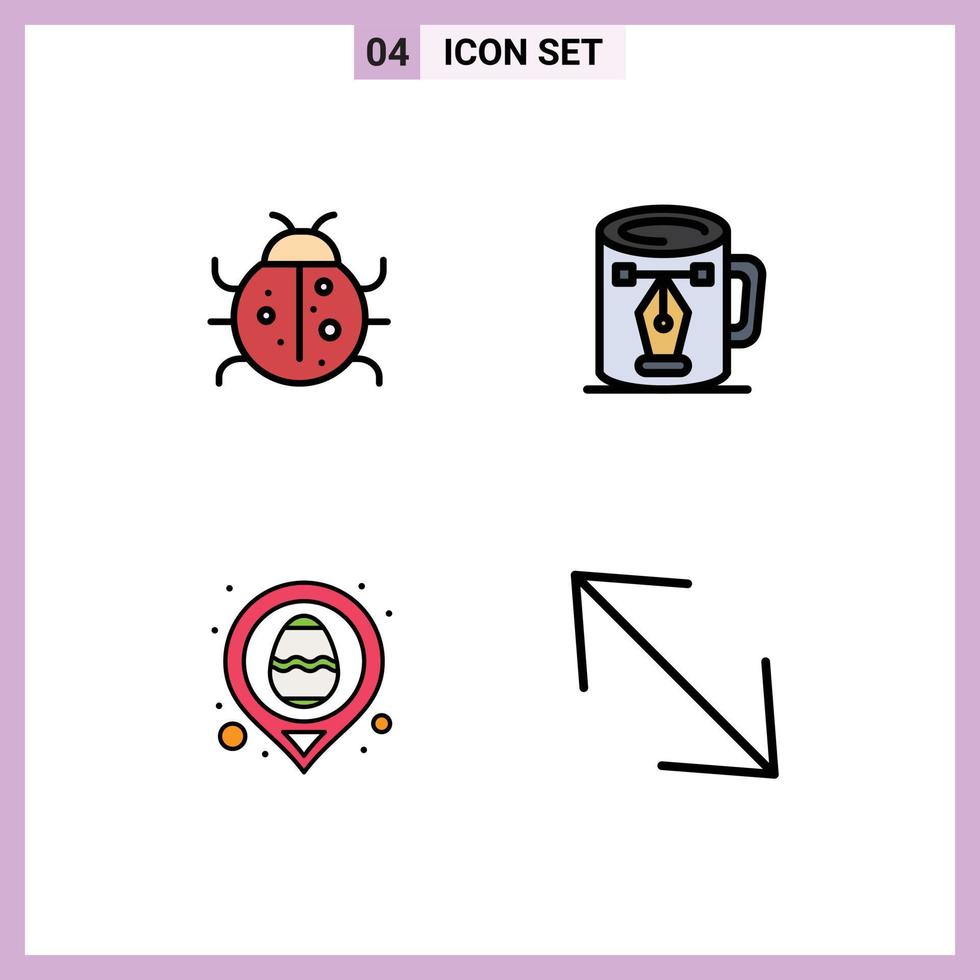4 Filledline Flat Color concept for Websites Mobile and Apps cute nodes nature cup egg Editable Vector Design Elements