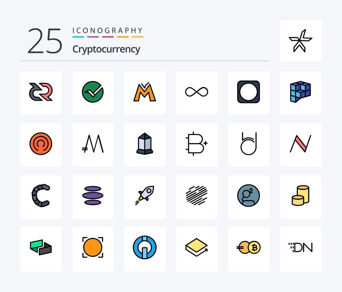 Cryptocurrency 25 Line Filled icon pack including currency. crypto. crypto currency. blockchain. crypto currency vector