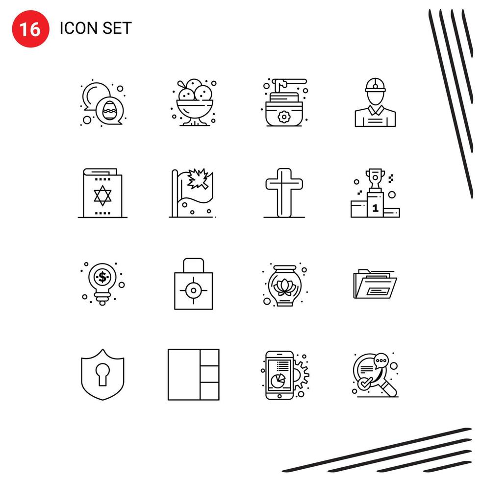 Outline Pack of 16 Universal Symbols of harry potter work restaurant worker construction Editable Vector Design Elements