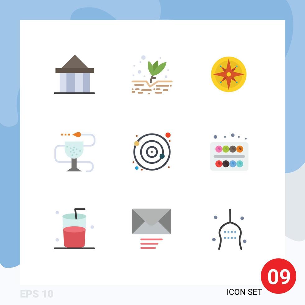 conjunto de 9 iconos de interfaz de usuario modernos símbolos signos para medicina fitness navegador de enfermedades de plantas elementos de diseño de vectores editables