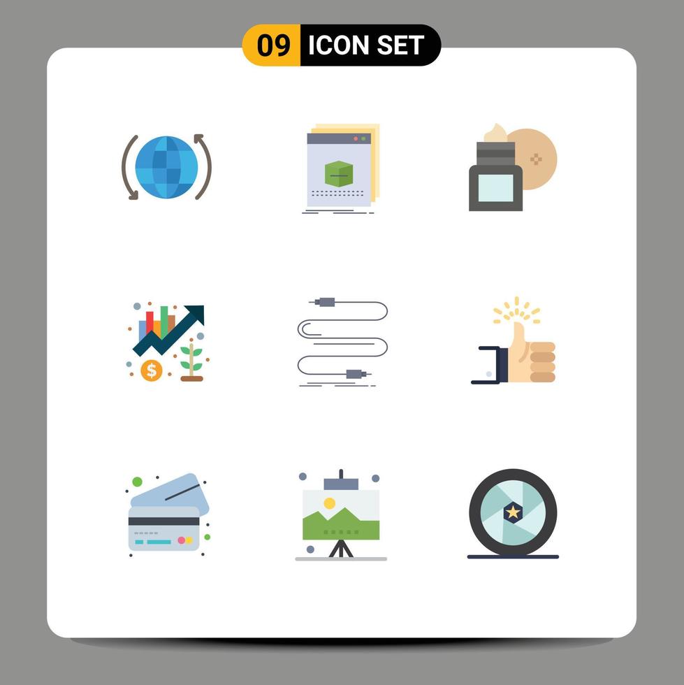 Set of 9 Modern UI Icons Symbols Signs for marketing growth program chart moisturizer Editable Vector Design Elements