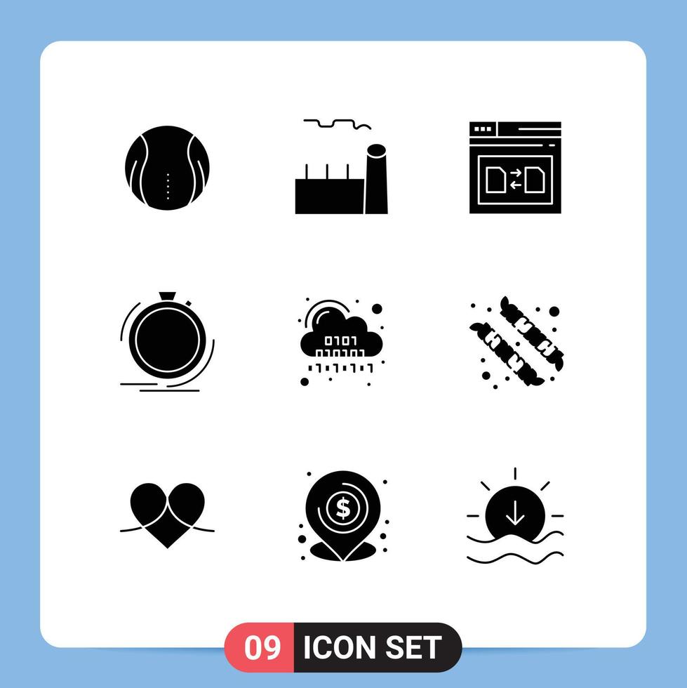 Pictogram Set of 9 Simple Solid Glyphs of process fast steam plant action file Editable Vector Design Elements