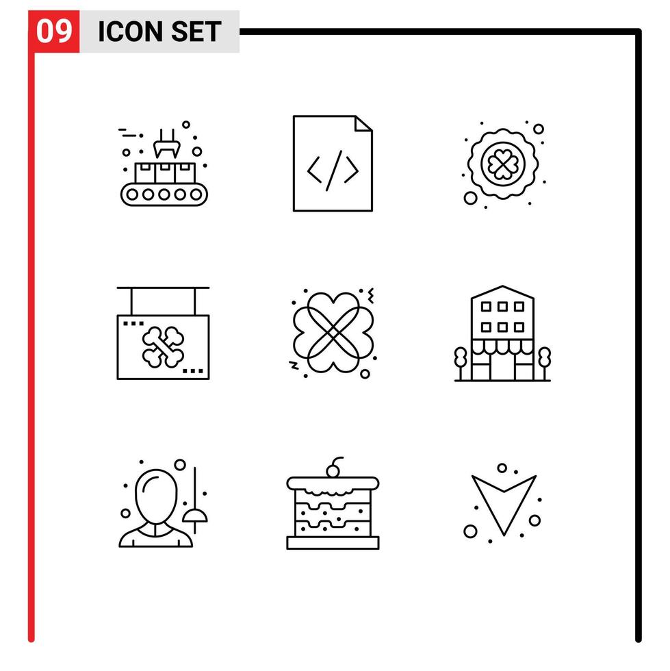 Modern Set of 9 Outlines and symbols such as love sign four leaf clover shop halloween Editable Vector Design Elements