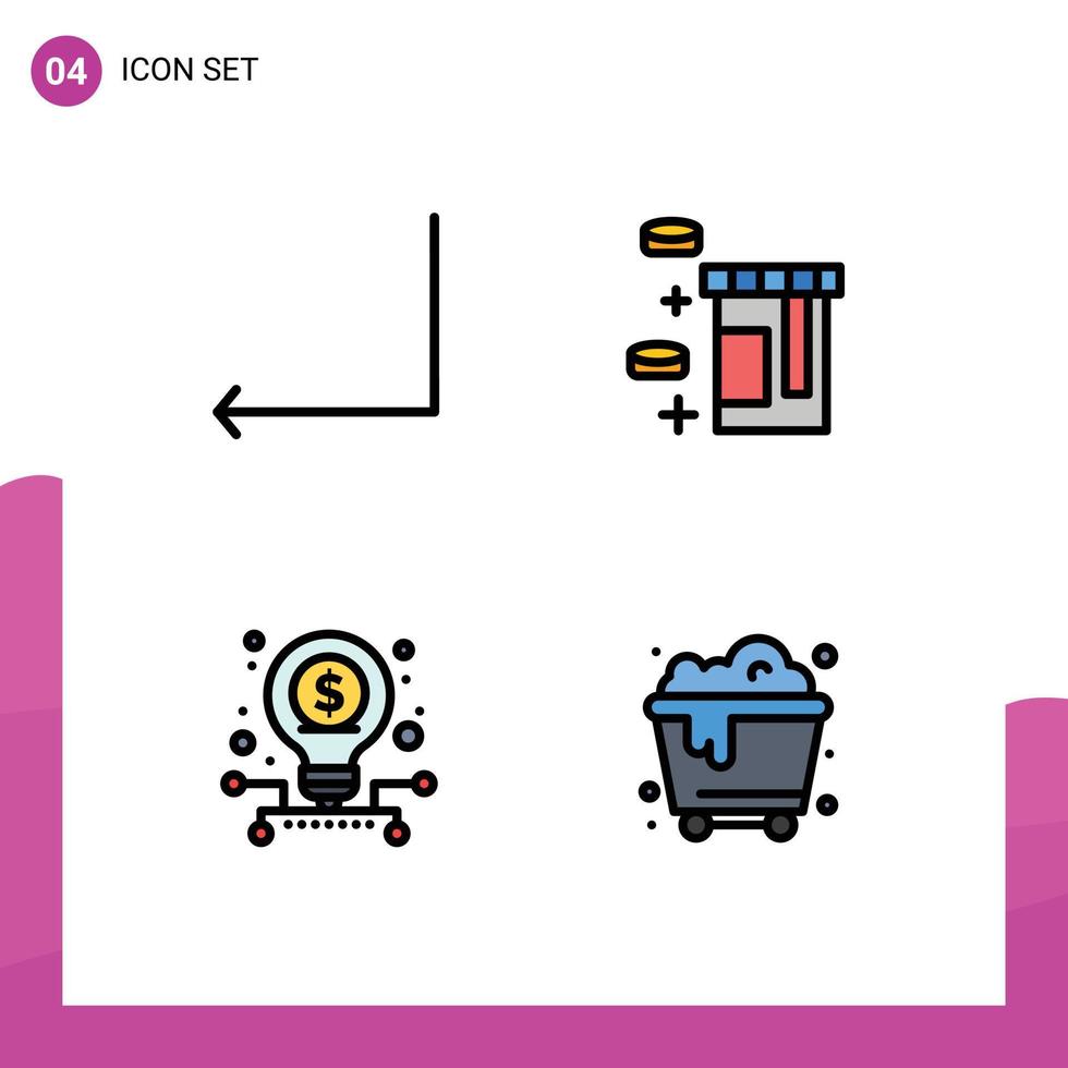 4 Thematic Vector Filledline Flat Colors and Editable Symbols of arrow stock tablet business trash Editable Vector Design Elements