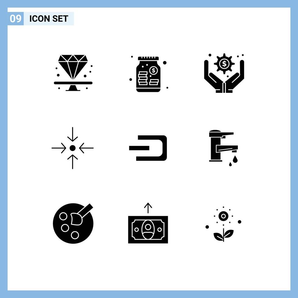 9 Creative Icons Modern Signs and Symbols of crypto currency coin business administration dash collapse Editable Vector Design Elements