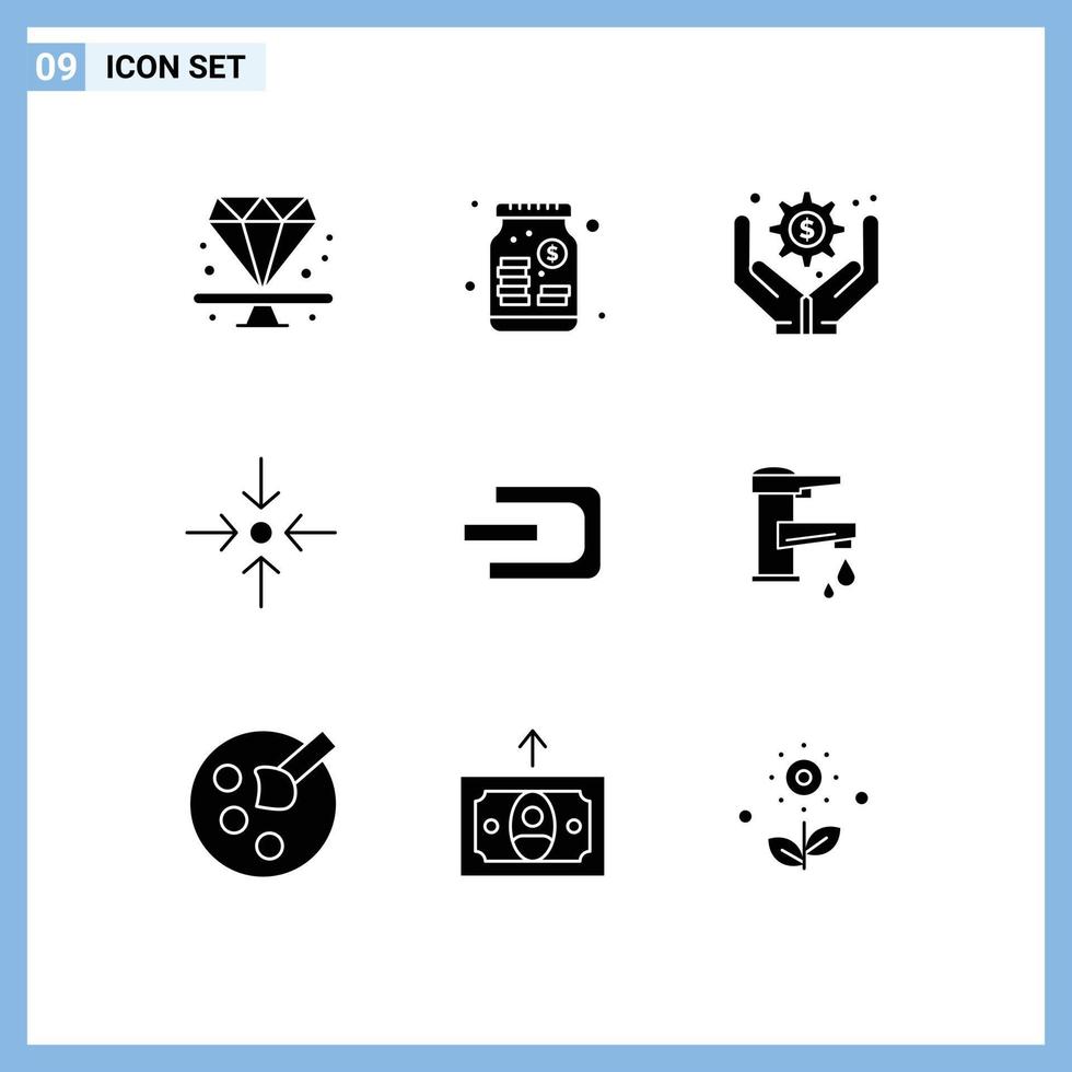 9 Creative Icons Modern Signs and Symbols of crypto currency coin business administration dash collapse Editable Vector Design Elements