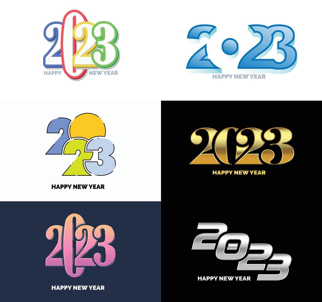 Big Collection of 2023 Happy New Year symbols Cover of business diary for 2023 with wishes vector