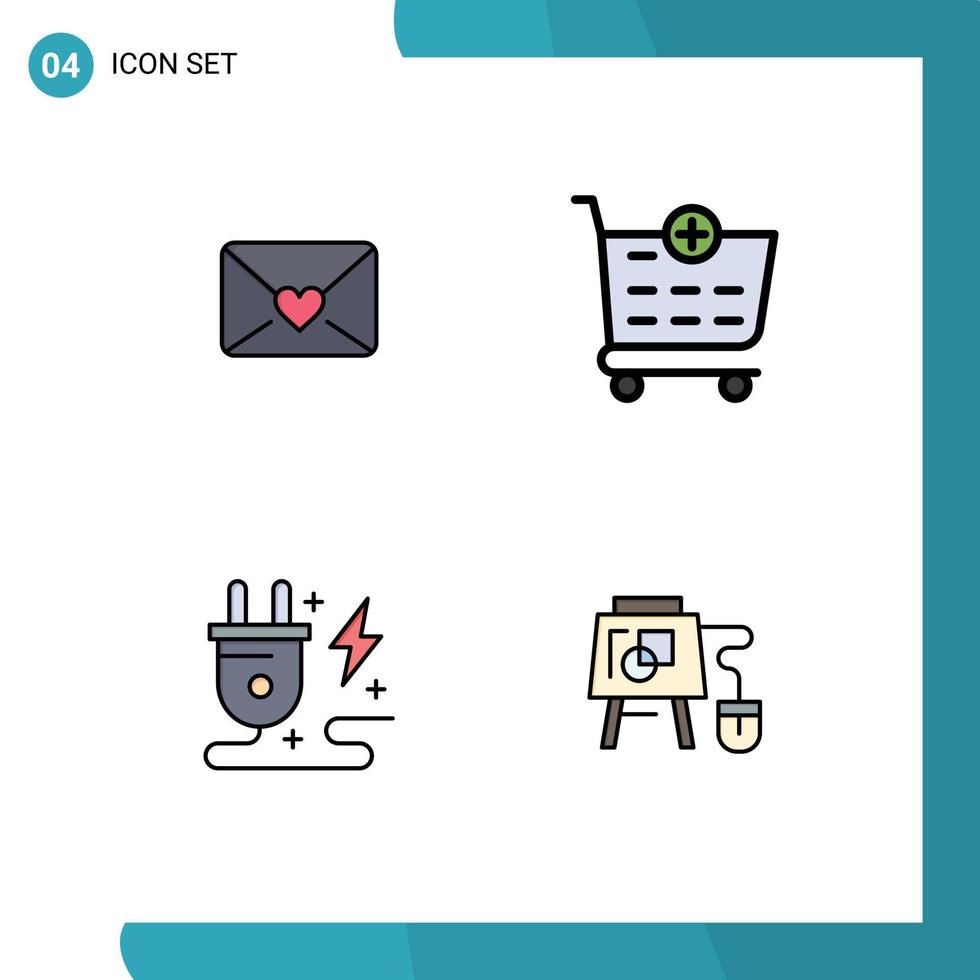 4 Creative Icons Modern Signs and Symbols of mail nature checkout energy online Editable Vector Design Elements