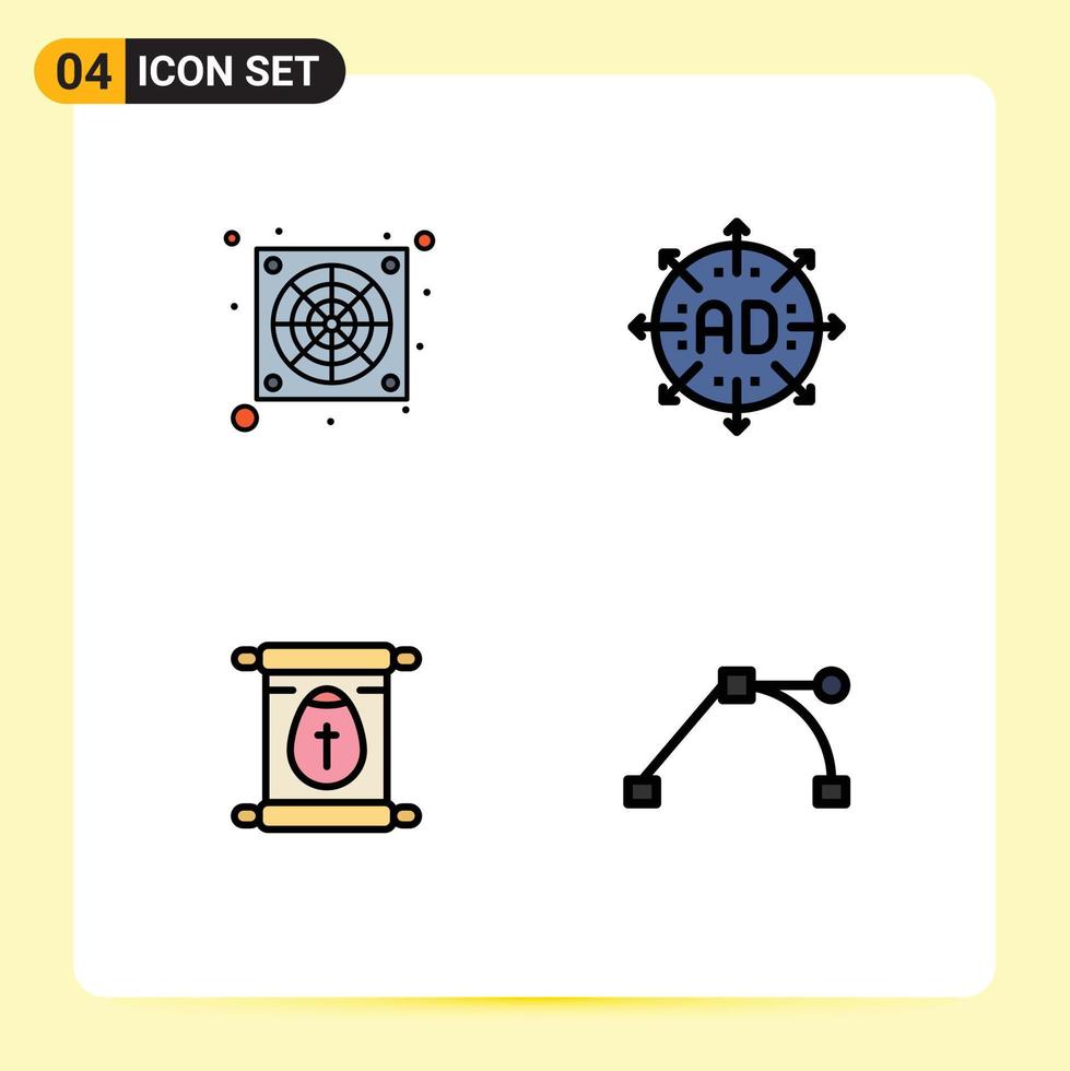 Modern Set of 4 Filledline Flat Colors and symbols such as computer school ad expand easter Editable Vector Design Elements