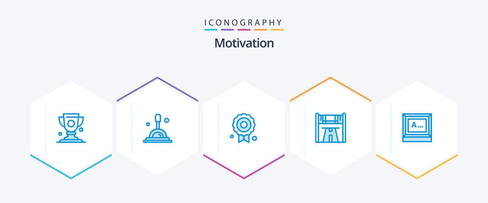Motivation 25 Blue icon pack including monitor. typing. medal. screen. race vector