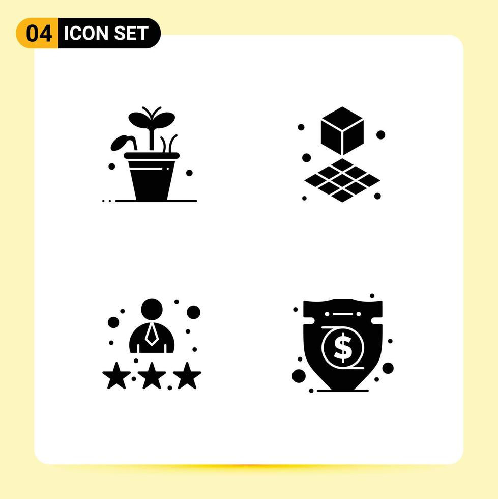 Set of 4 Modern UI Icons Symbols Signs for growth rate spring shape review Editable Vector Design Elements