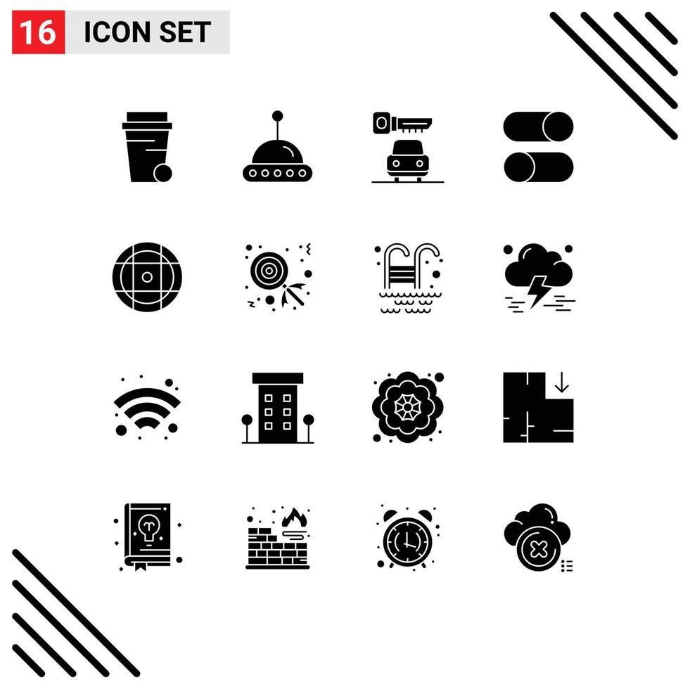 16 iconos creativos signos y símbolos modernos de equipo de dulces seguridad bola radio elementos de diseño vectorial editables vector