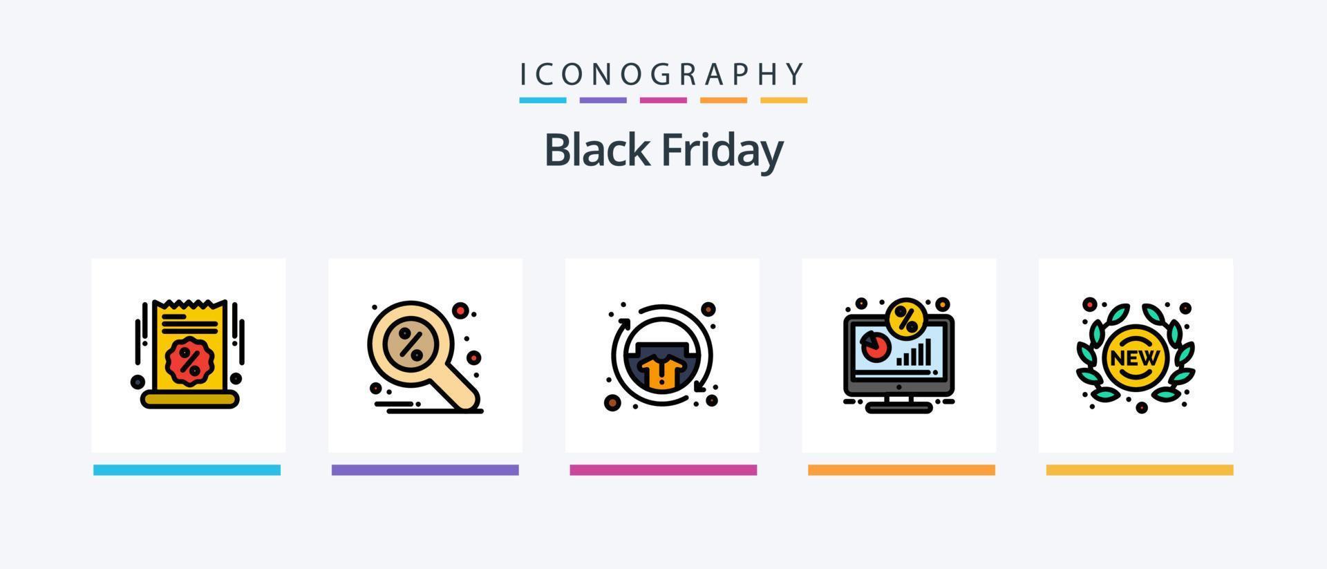 Black Friday Line Filled 5 Icon Pack Including sticker. label. day. present. gift. Creative Icons Design vector