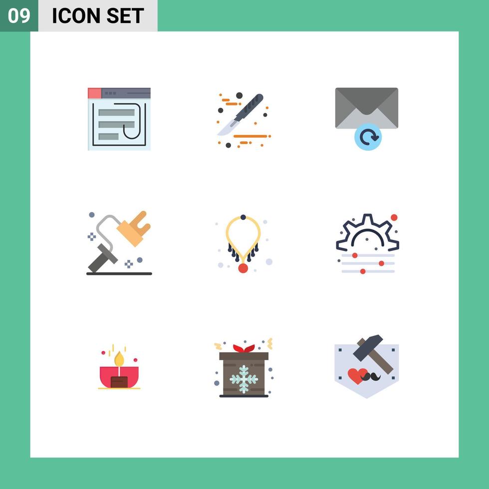 9 Creative Icons Modern Signs and Symbols of accessories roller scalpel painting retry Editable Vector Design Elements