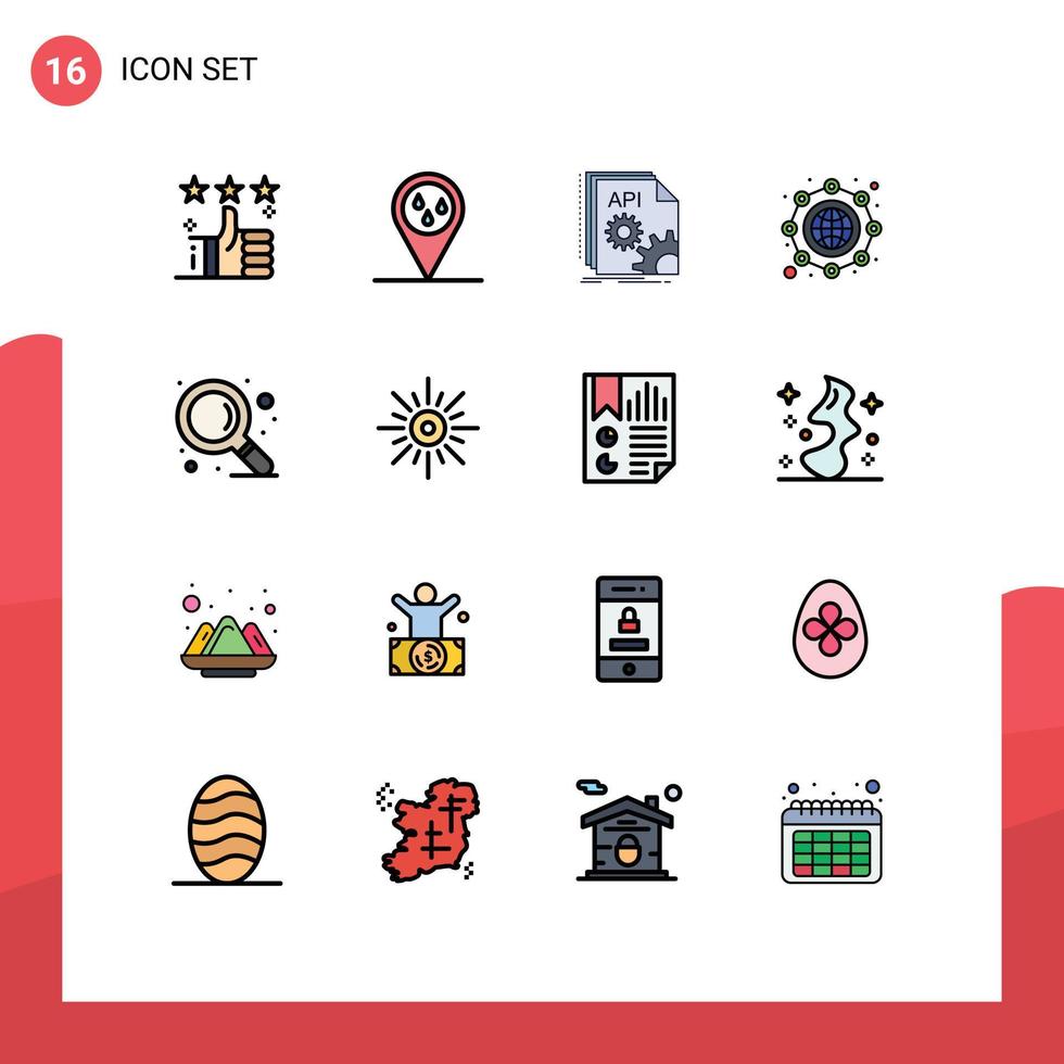 Editable Vector Line Pack of 16 Simple Flat Color Filled Lines of find marketing api international software Editable Creative Vector Design Elements