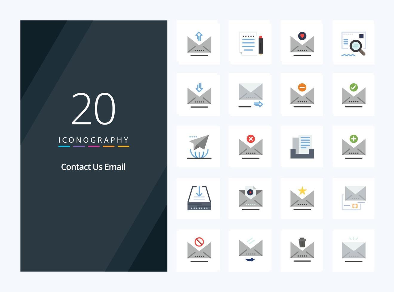 20 Email Flat Color icon for presentation vector