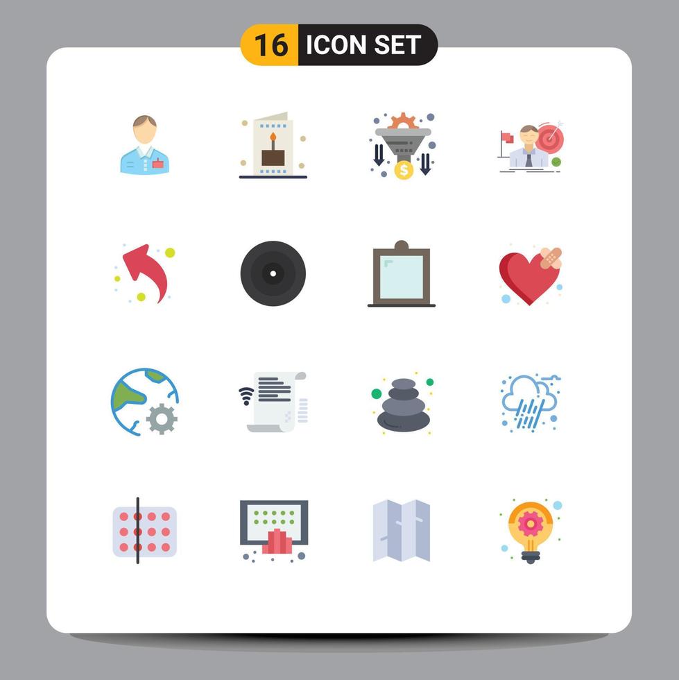 Pictogram Set of 16 Simple Flat Colors of success hit party goal money Editable Pack of Creative Vector Design Elements