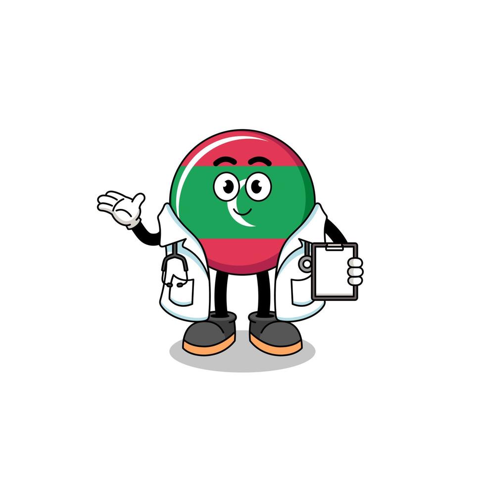 Cartoon mascot of maldives flag doctor vector