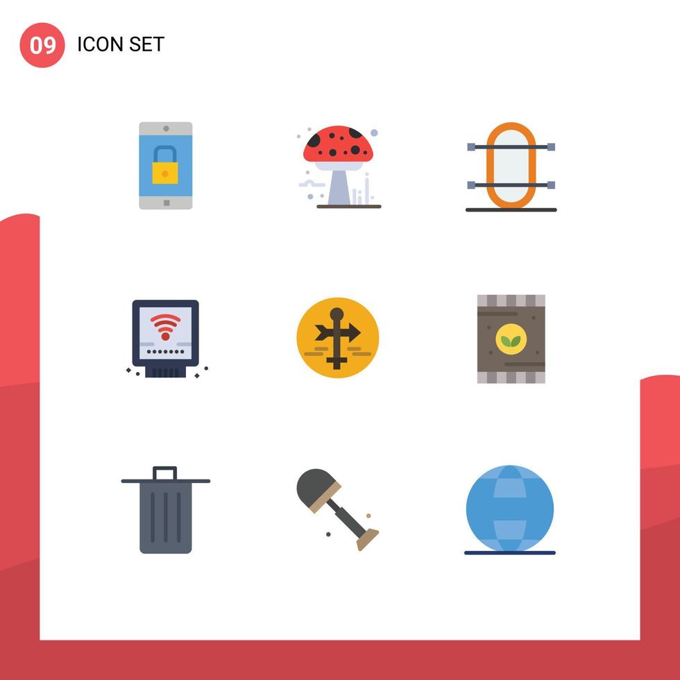Pack of 9 creative Flat Colors of plumbing mechanical poison detector rowing Editable Vector Design Elements