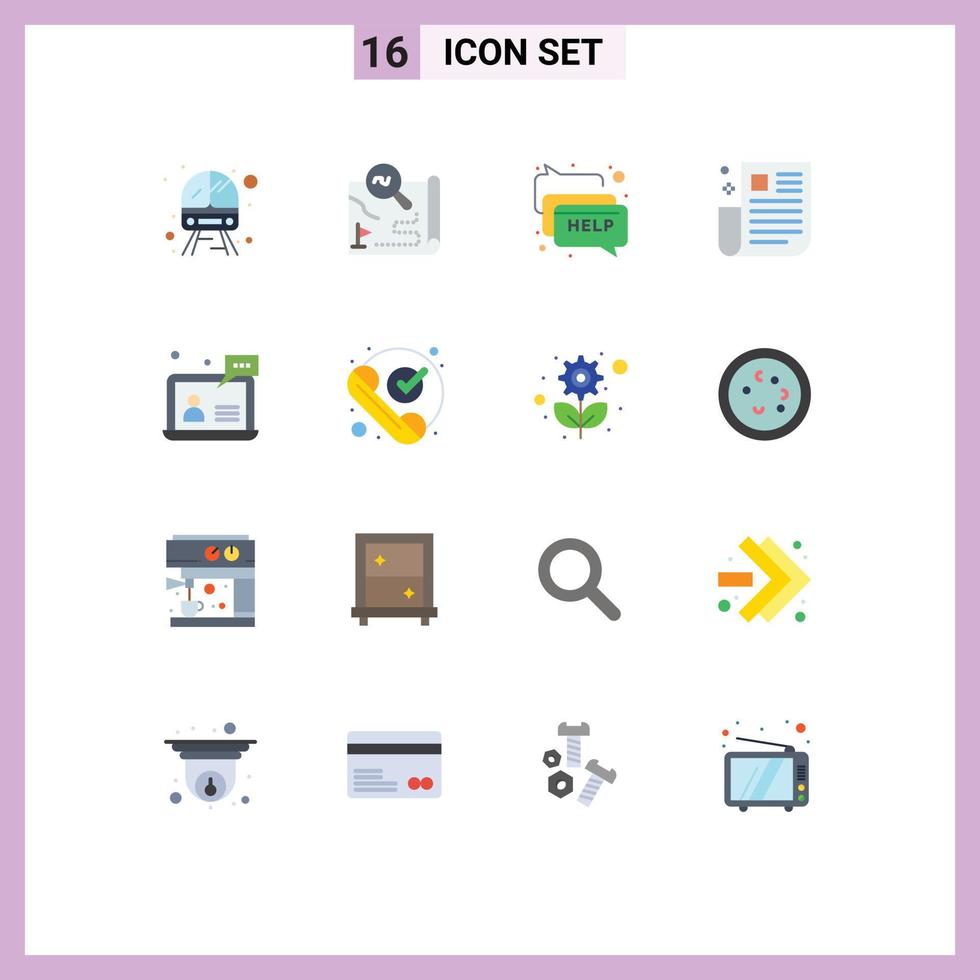 Modern Set of 16 Flat Colors and symbols such as ui newspaper search news message Editable Pack of Creative Vector Design Elements