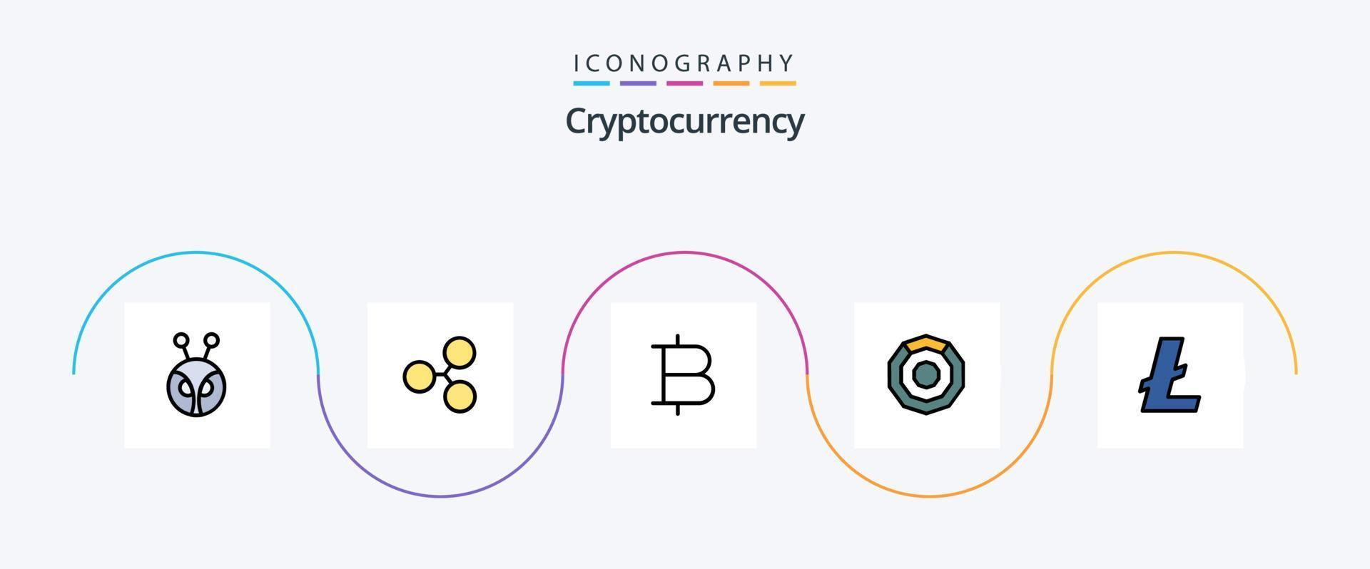 Paquete de 5 iconos planos llenos de línea de criptomoneda que incluye dinero. criptomoneda moneda. moneda. cripto vector