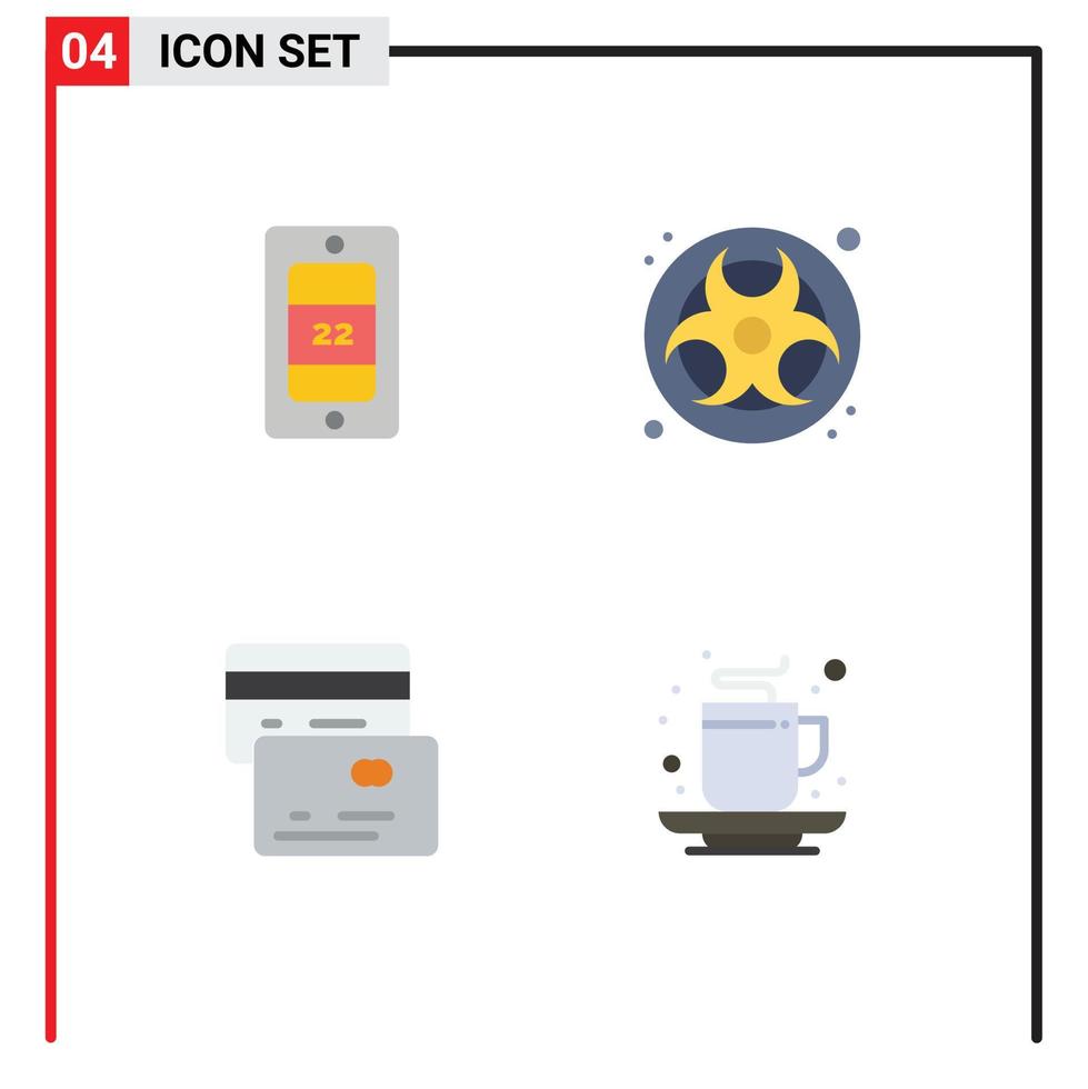 4 iconos creativos, signos y símbolos modernos de dinero móvil, gas, residuos, bebidas, elementos de diseño vectorial editables vector