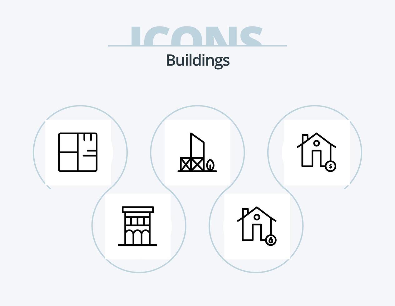 diseño de iconos del paquete de iconos de línea de edificios 5. iglesia. edificio. real. real. encontrar vector
