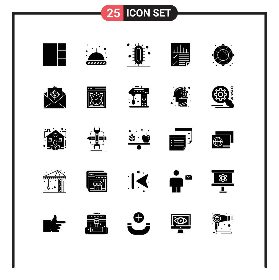 Universal Icon Symbols Group of 25 Modern Solid Glyphs of life buoy buoy science seo page Editable Vector Design Elements