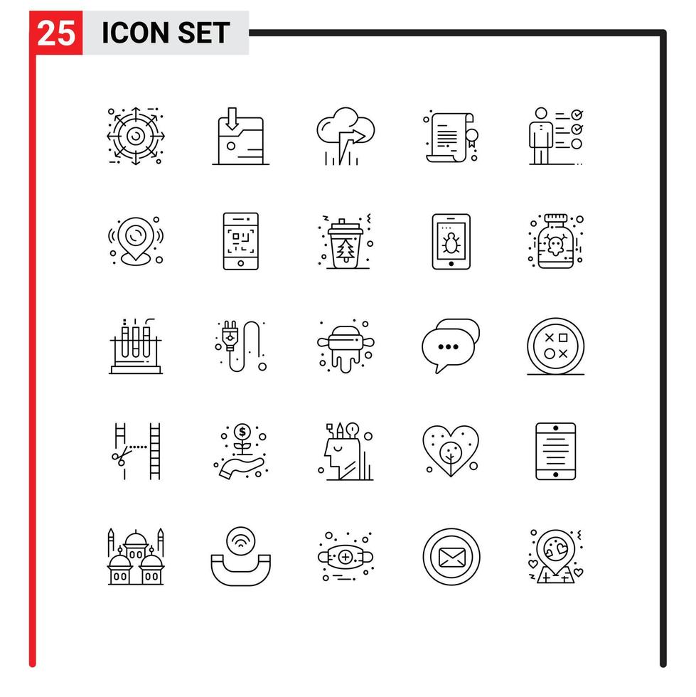 Editable Vector Line Pack of 25 Simple Lines of professional ability skills arrow professional skills diploma Editable Vector Design Elements