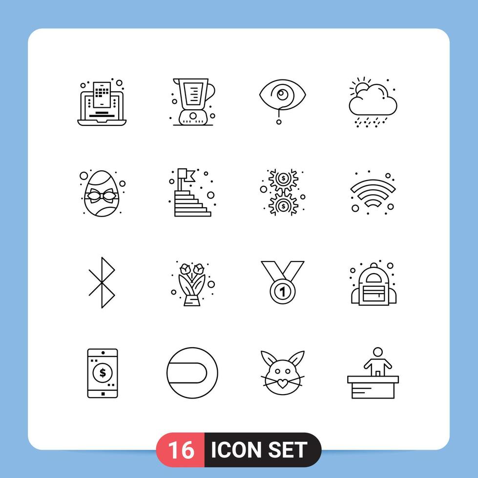 Outline Pack of 16 Universal Symbols of birthday snowy measuring cloud knowledge Editable Vector Design Elements
