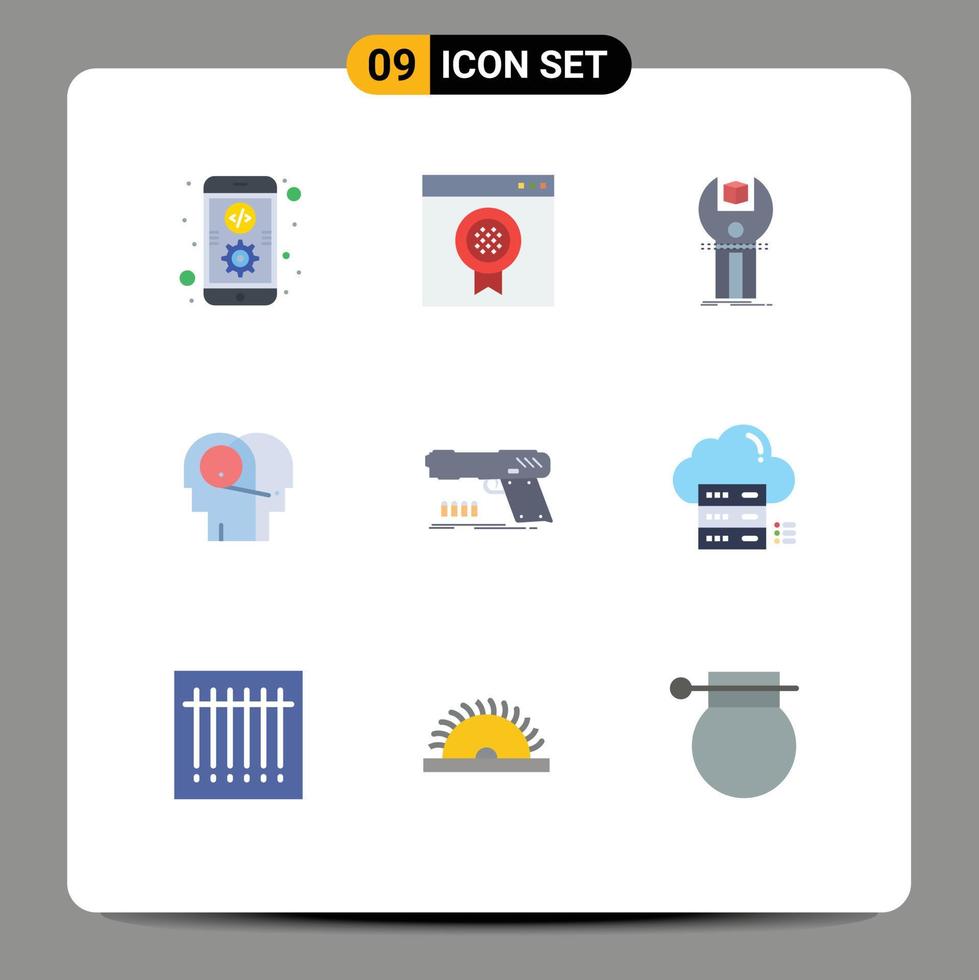 9 Flat Color concept for Websites Mobile and Apps gun hearing sdk communication programming Editable Vector Design Elements