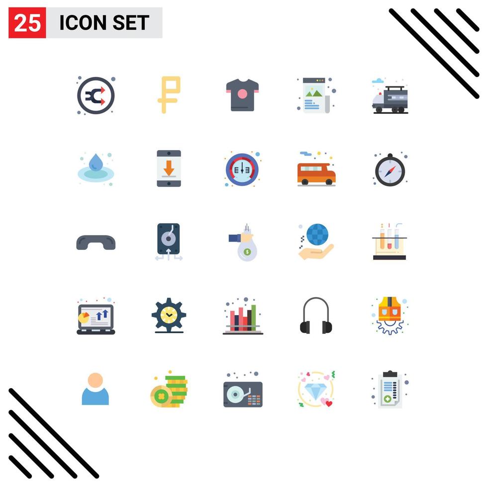 Mobile Interface Flat Color Set of 25 Pictograms of city graphic t shirt designing art Editable Vector Design Elements