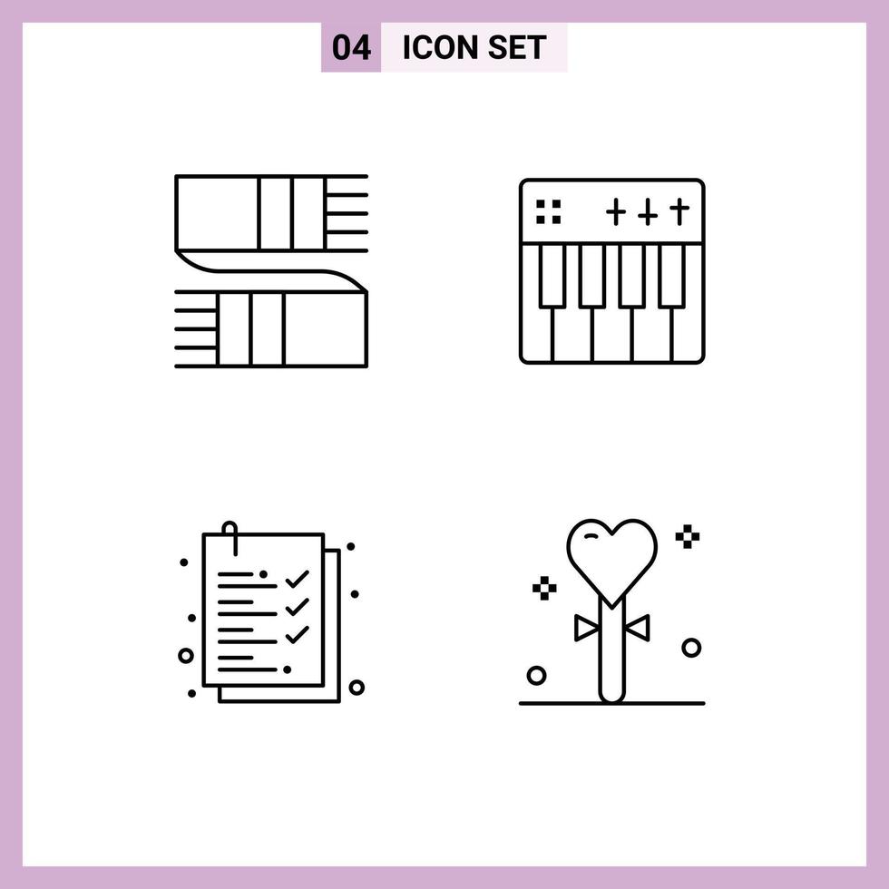 Universal Icon Symbols Group of 4 Modern Filledline Flat Colors of accessories check list scarf holiday list Editable Vector Design Elements