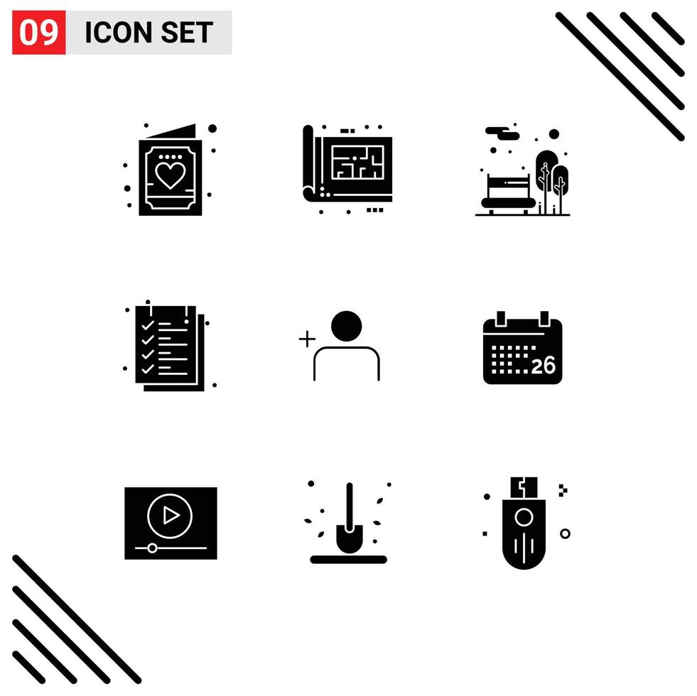9 iconos creativos signos y símbolos modernos de hoja de texto hoja plan documento jardín elementos de diseño vectorial editables vector