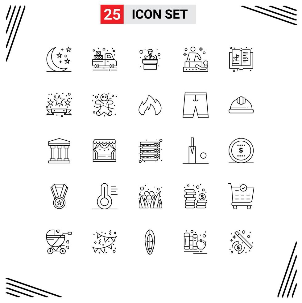 25 iconos creativos signos y símbolos modernos de crecimiento educación presentación libro spa elementos de diseño vectorial editables vector
