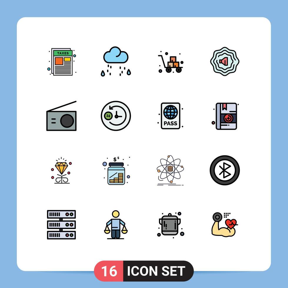16 Flat Color Filled Line concept for Websites Mobile and Apps radio electric box appliances shipping Editable Creative Vector Design Elements