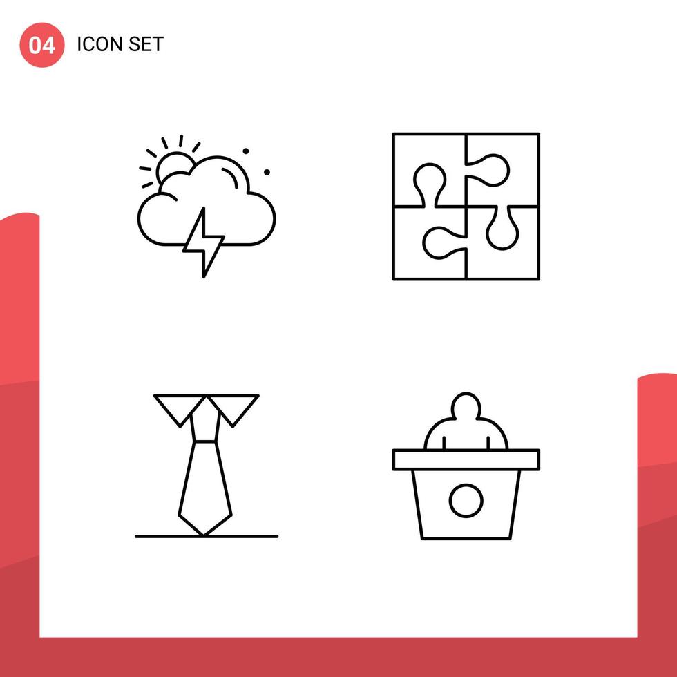 4 Creative Icons Modern Signs and Symbols of storm study part solution conference Editable Vector Design Elements